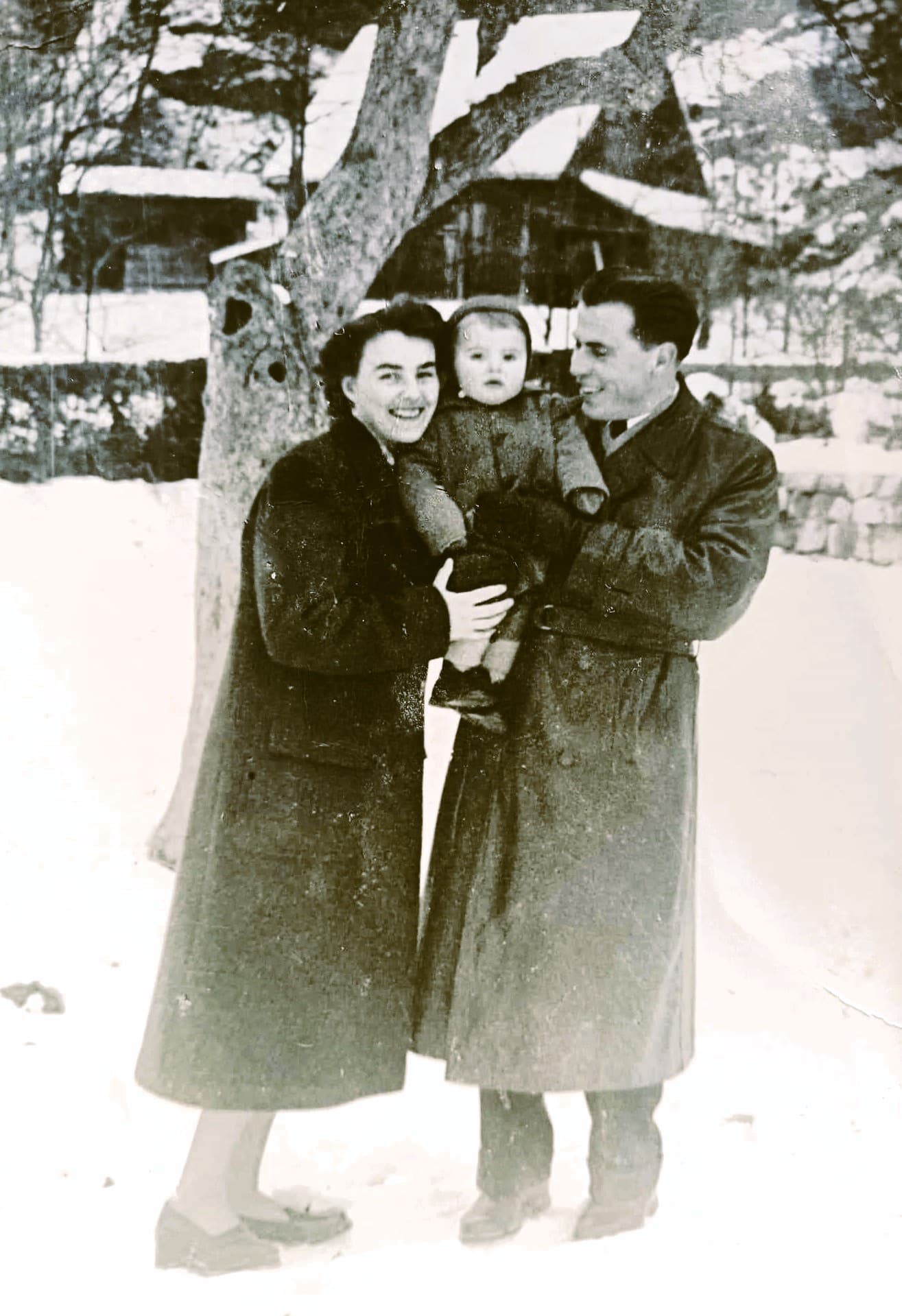 Historical family photo with a child