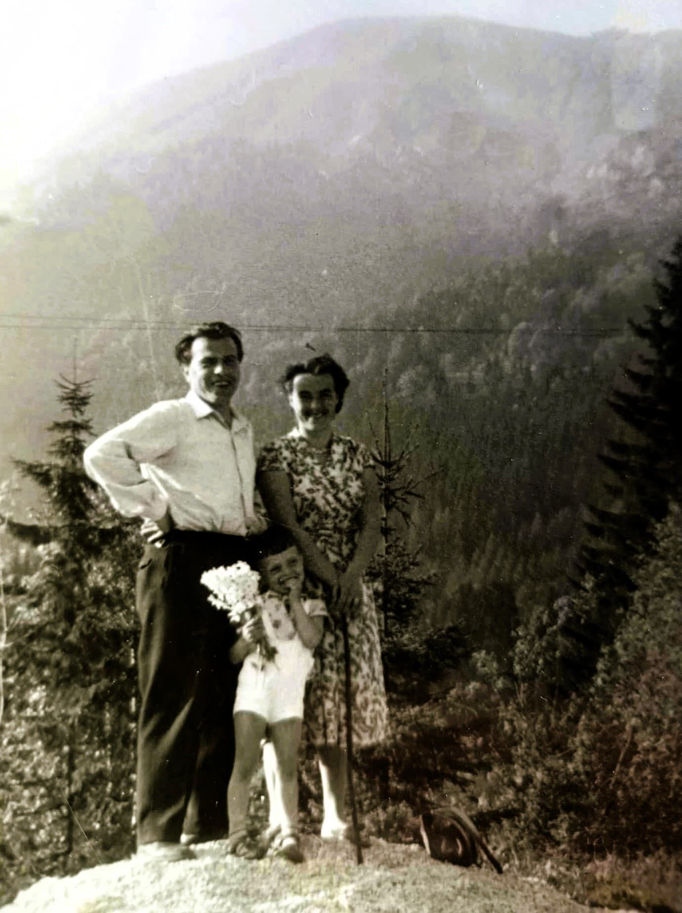 Historical family photo in the mountains